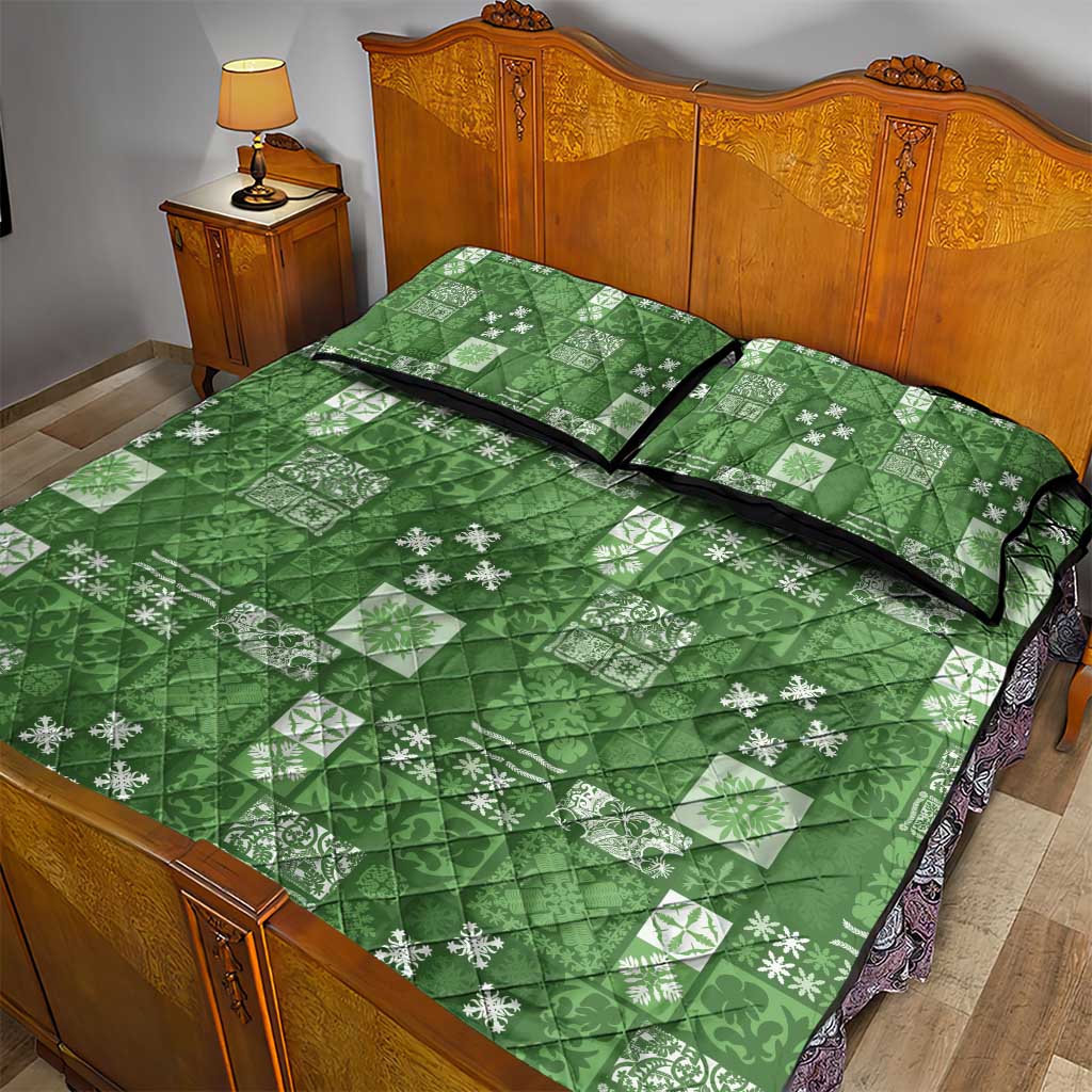 Vintage Hawaiian Quilting Patterns Quilt Bed Set Green Style Tribal Fabric Patchwork - Polynesian Pride