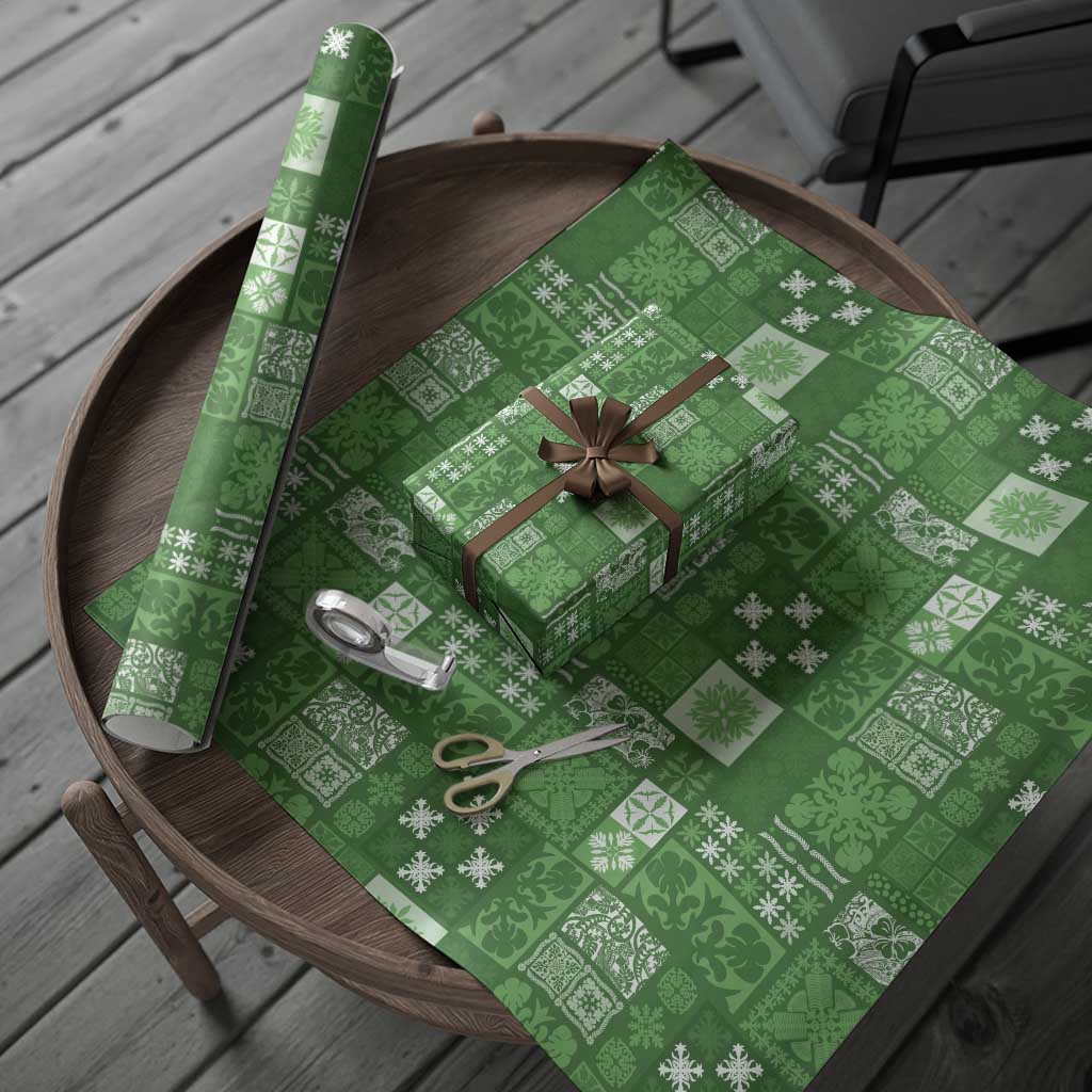 Vintage Hawaiian Quilting Patterns Wrapping Paper Green Style Tribal Fabric Patchwork - Polynesian Pride