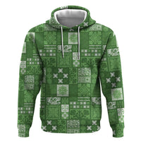 Vintage Hawaiian Quilting Patterns Zip Hoodie Green Style Tribal Fabric Patchwork - Polynesian Pride
