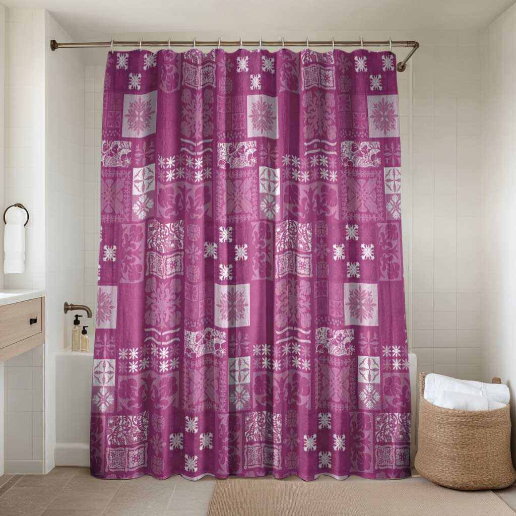 Vintage Hawaiian Quilting Patterns Bathroom Set Pink Style Tribal Fabric Patchwork - Polynesian Pride