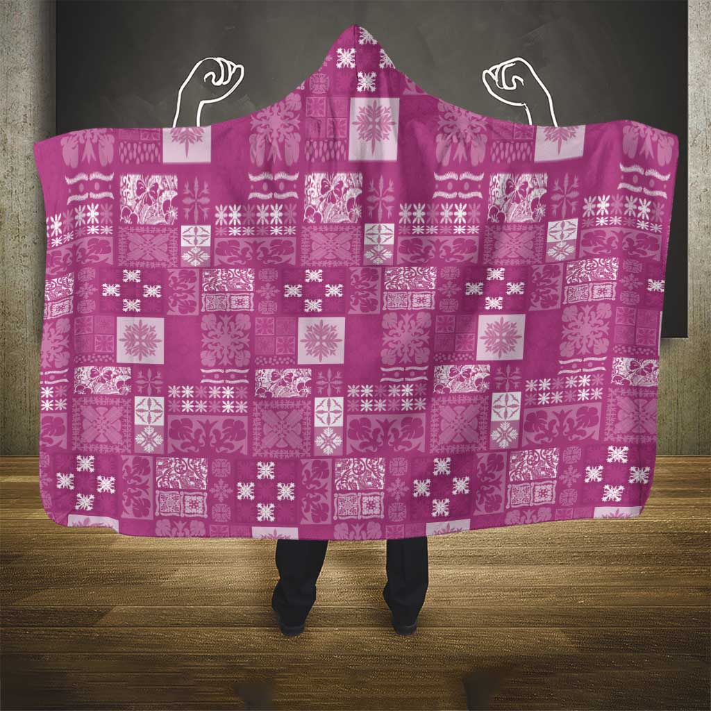 Vintage Hawaiian Quilting Patterns Hooded Blanket Pink Style Tribal Fabric Patchwork - Polynesian Pride