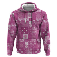 Vintage Hawaiian Quilting Patterns Hoodie Pink Style Tribal Fabric Patchwork - Polynesian Pride