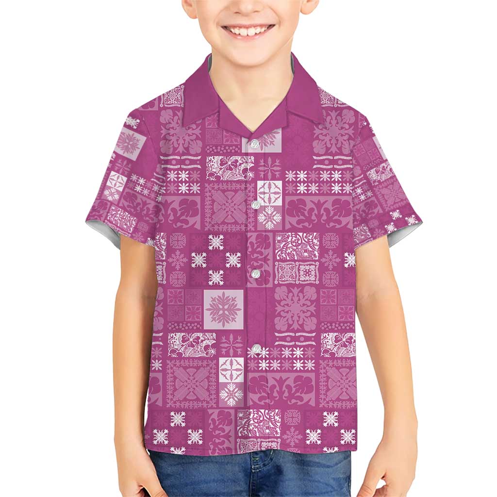 Vintage Hawaiian Quilting Patterns Kid Hawaiian Shirt Pink Style Tribal Fabric Patchwork - Polynesian Pride