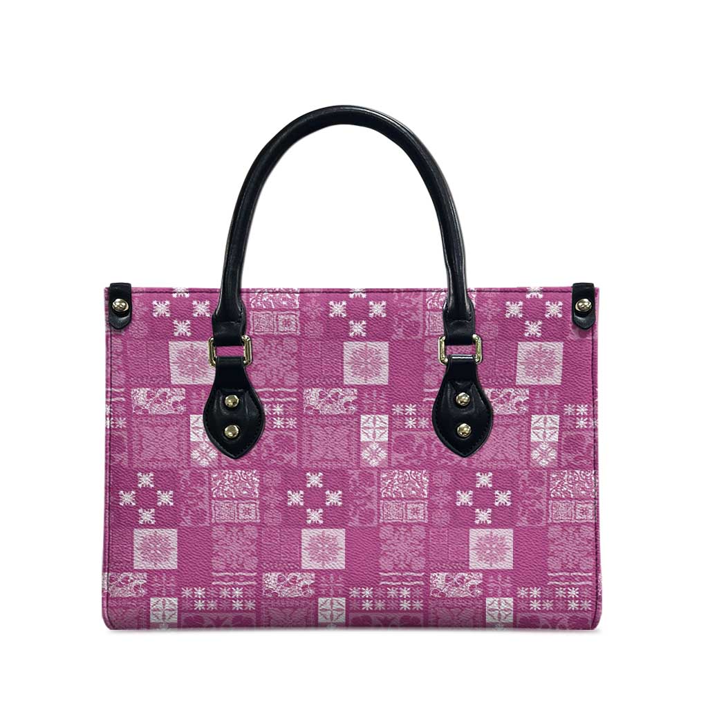 Vintage Hawaiian Quilting Patterns Leather Bag Pink Style Tribal Fabric Patchwork - Polynesian Pride