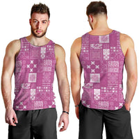 Vintage Hawaiian Quilting Patterns Men Tank Top Pink Style Tribal Fabric Patchwork - Polynesian Pride