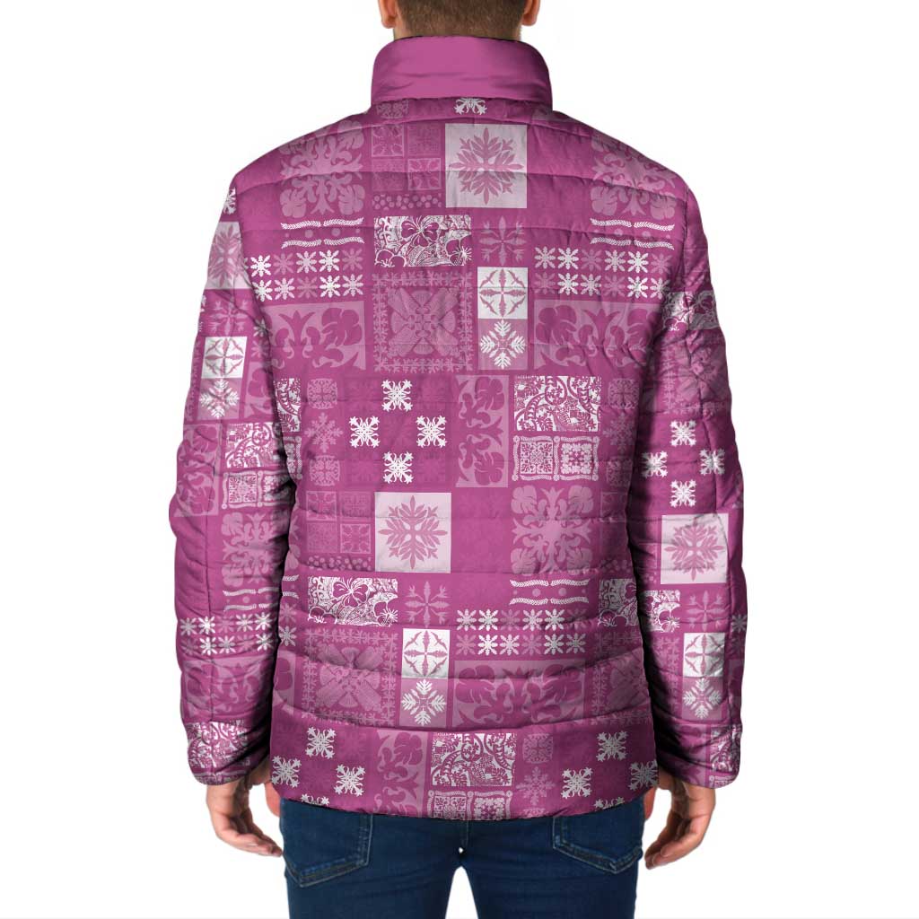 Vintage Hawaiian Quilting Patterns Padded Jacket Pink Style Tribal Fabric Patchwork - Polynesian Pride