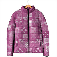 Vintage Hawaiian Quilting Patterns Padded Jacket Pink Style Tribal Fabric Patchwork - Polynesian Pride