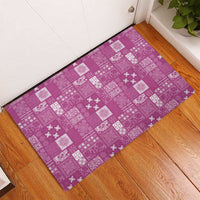 Vintage Hawaiian Quilting Patterns Rubber Doormat Pink Style Tribal Fabric Patchwork - Polynesian Pride