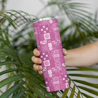 Vintage Hawaiian Quilting Patterns Skinny Tumbler Pink Style Tribal Fabric Patchwork - Polynesian Pride