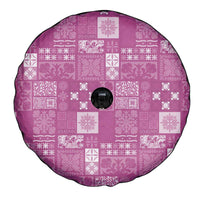 Vintage Hawaiian Quilting Patterns Spare Tire Cover Pink Style Tribal Fabric Patchwork - Polynesian Pride