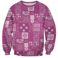 Vintage Hawaiian Quilting Patterns Sweatshirt Pink Style Tribal Fabric Patchwork - Polynesian Pride