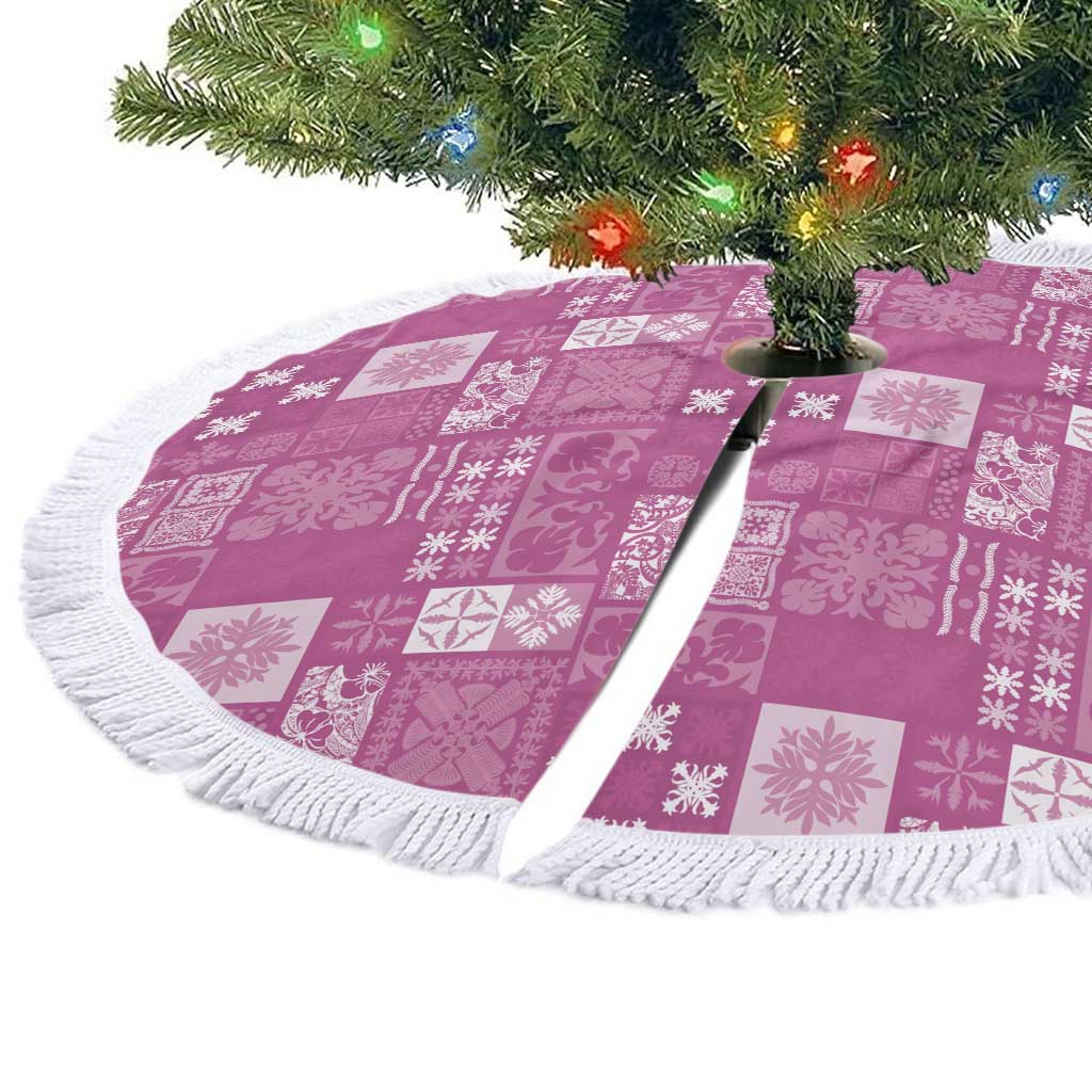 Vintage Hawaiian Quilting Patterns Tree Skirt Pink Style Tribal Fabric Patchwork - Polynesian Pride