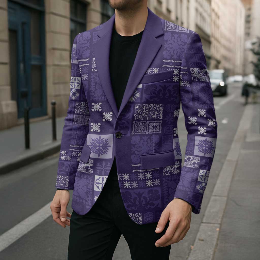 Vintage Hawaiian Quilting Patterns Blazer Purple Style Tribal Fabric Patchwork - Polynesian Pride