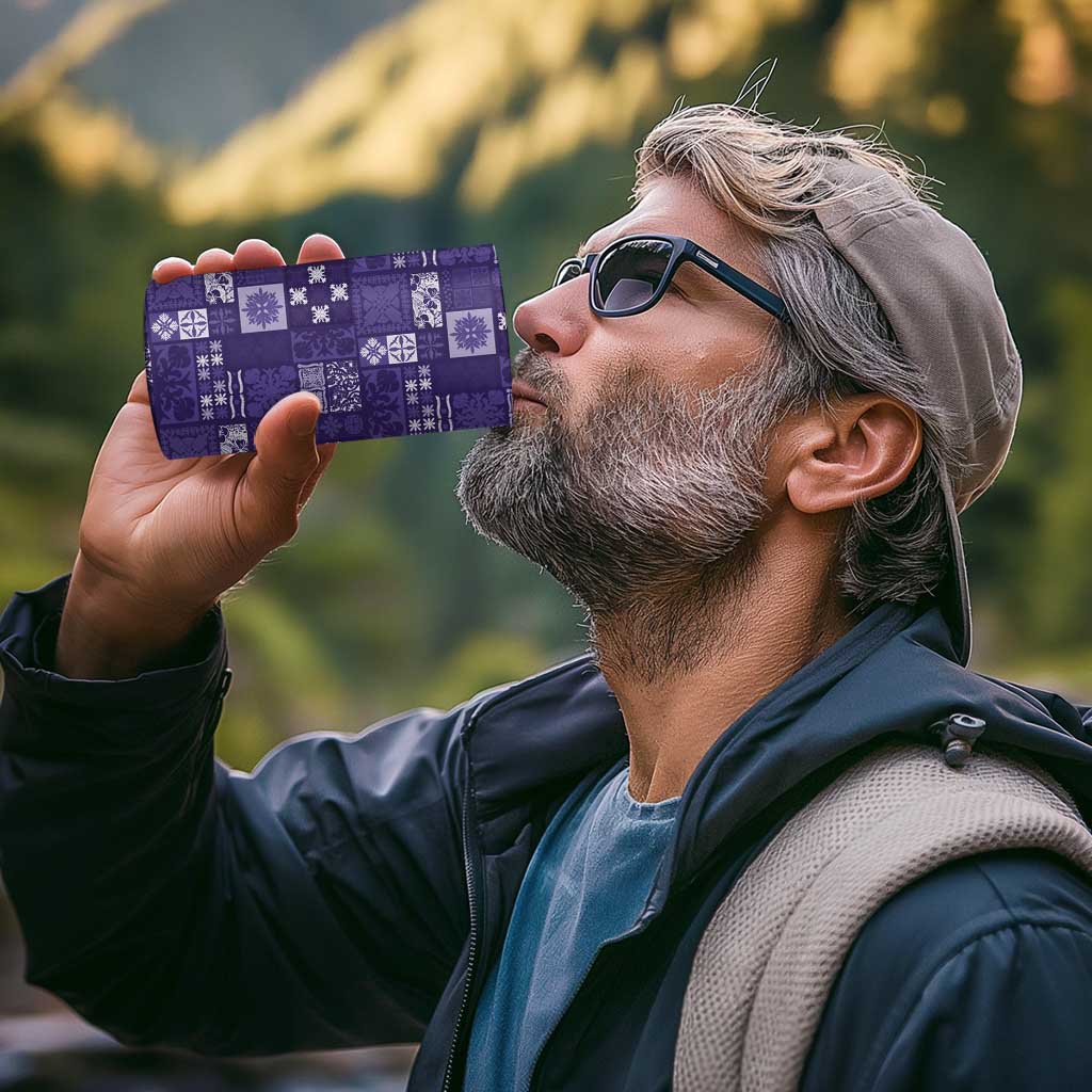 Vintage Hawaiian Quilting Patterns 4 in 1 Can Cooler Tumbler Purple Style Tribal Fabric Patchwork - Polynesian Pride