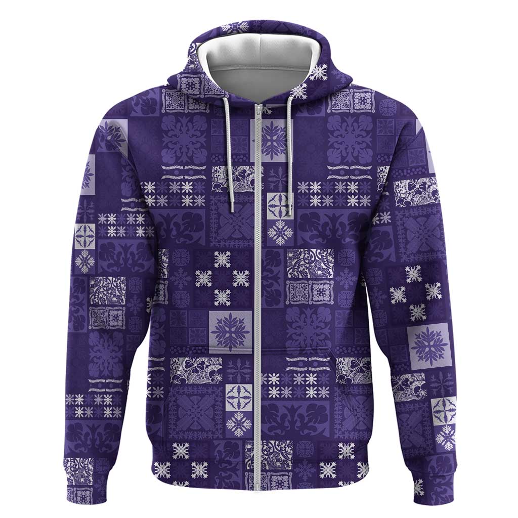 Vintage Hawaiian Quilting Patterns Hoodie Purple Style Tribal Fabric Patchwork - Polynesian Pride