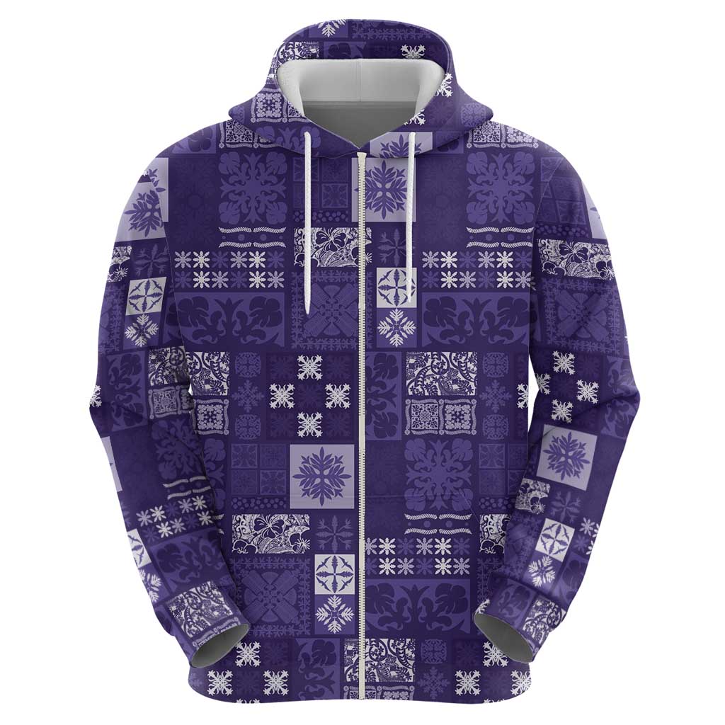 Vintage Hawaiian Quilting Patterns Hoodie Purple Style Tribal Fabric Patchwork - Polynesian Pride