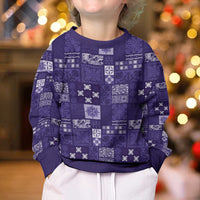Vintage Hawaiian Quilting Patterns Kid Ugly Christmas Sweater Purple Style Tribal Fabric Patchwork - Polynesian Pride