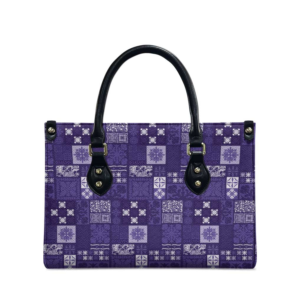 Vintage Hawaiian Quilting Patterns Leather Bag Purple Style Tribal Fabric Patchwork - Polynesian Pride