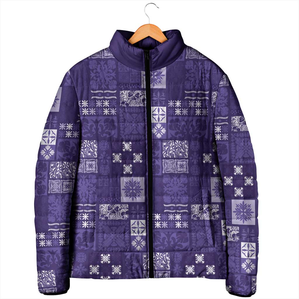 Vintage Hawaiian Quilting Patterns Padded Jacket Purple Style Tribal Fabric Patchwork - Polynesian Pride