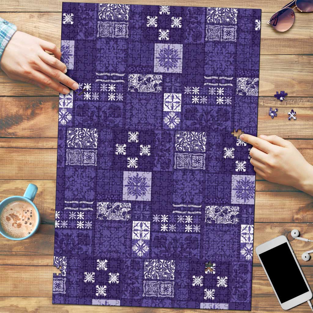 Vintage Hawaiian Quilting Patterns Puzzle Purple Style Tribal Fabric Patchwork - Polynesian Pride