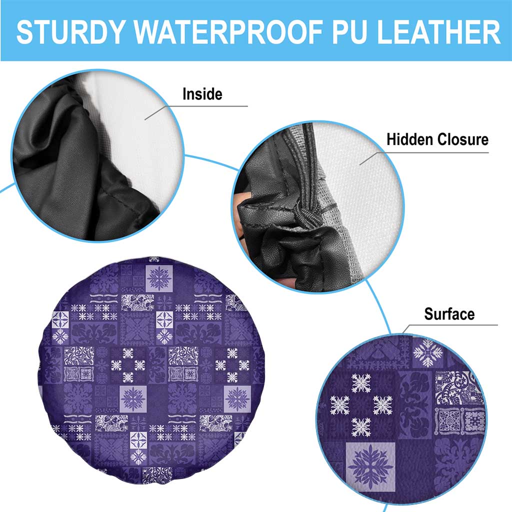 Vintage Hawaiian Quilting Patterns Spare Tire Cover Purple Style Tribal Fabric Patchwork - Polynesian Pride