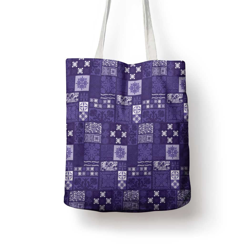 Vintage Hawaiian Quilting Patterns Tote Bag Purple Style Tribal Fabric Patchwork - Polynesian Pride