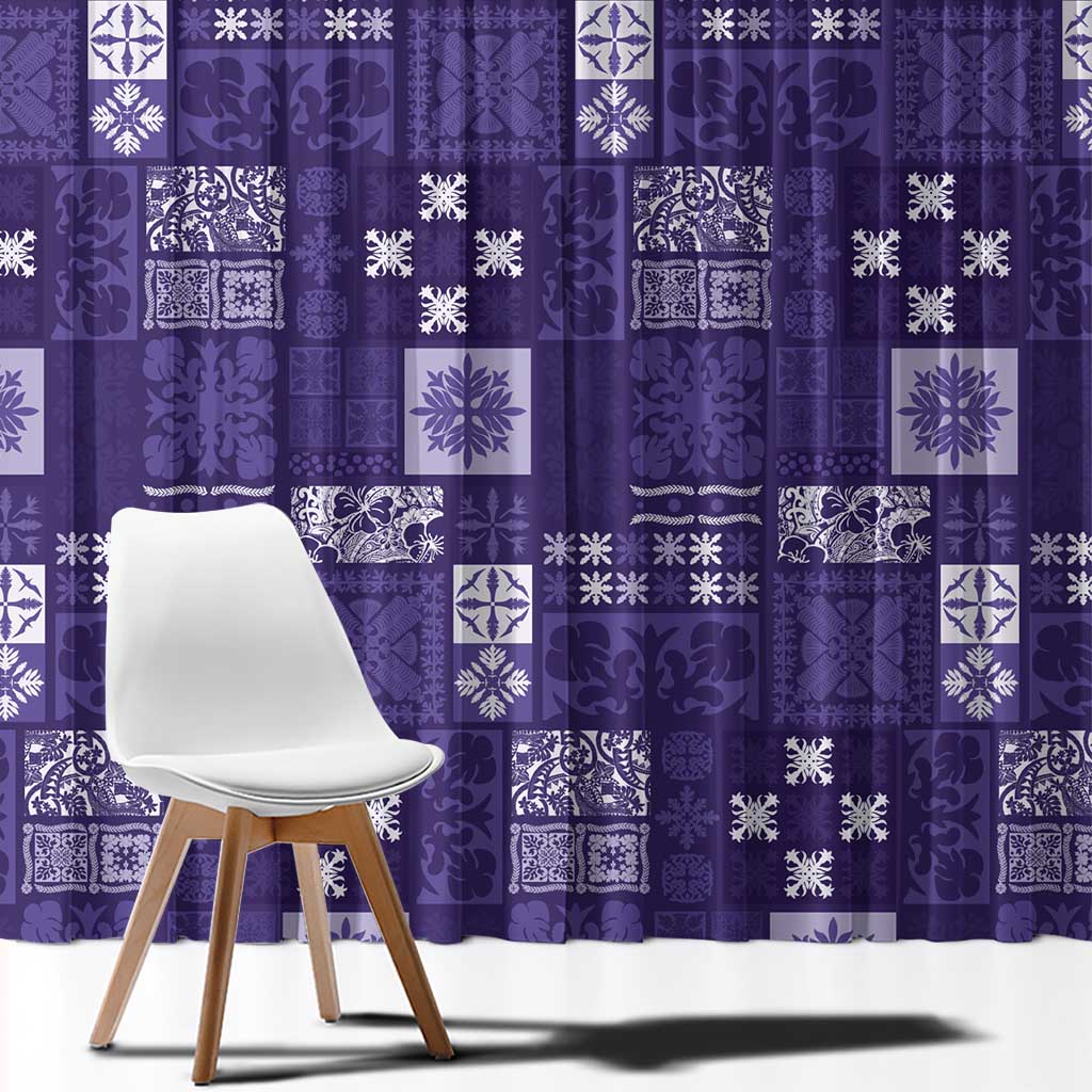 Vintage Hawaiian Quilting Patterns Window Curtain Purple Style Tribal Fabric Patchwork - Polynesian Pride