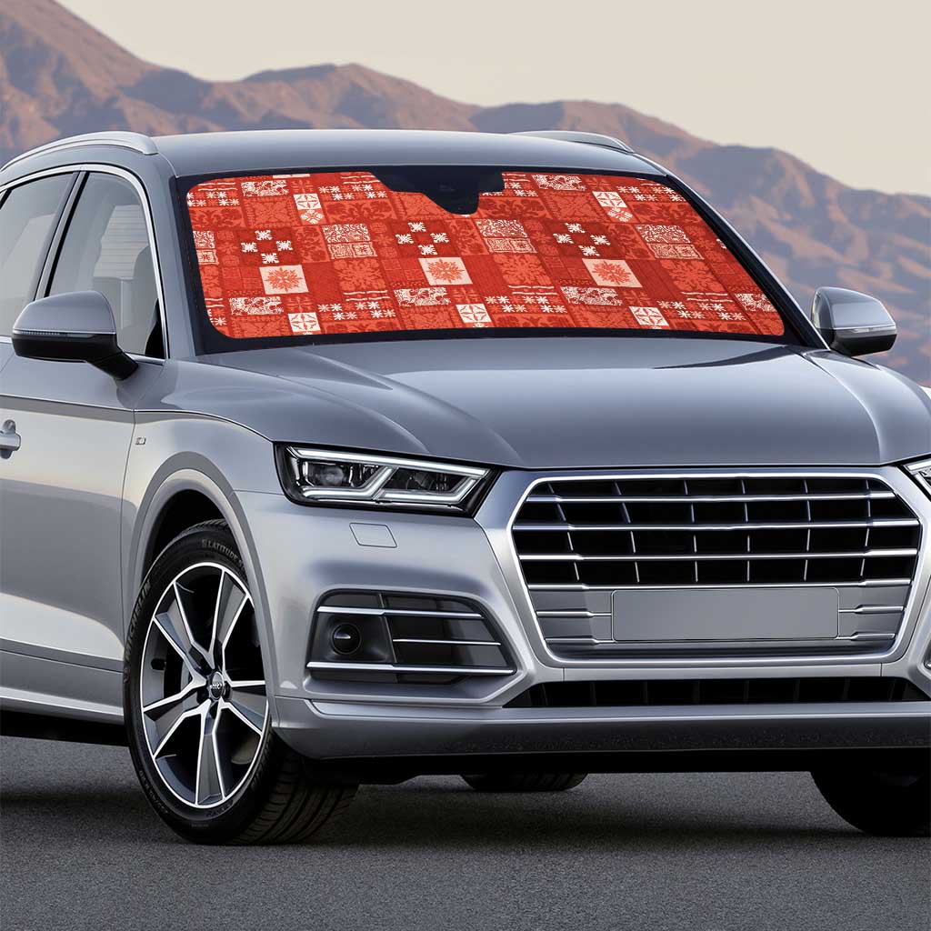 Vintage Hawaiian Quilting Patterns Auto Sun Shade Red Style Tribal Fabric Patchwork - Polynesian Pride