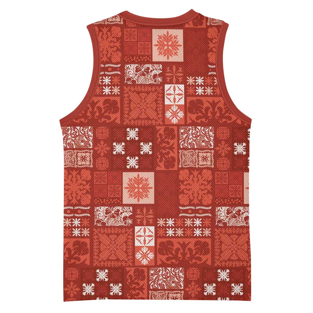 Vintage Hawaiian Quilting Patterns Basketball Jersey Red Style Tribal Fabric Patchwork - Polynesian Pride