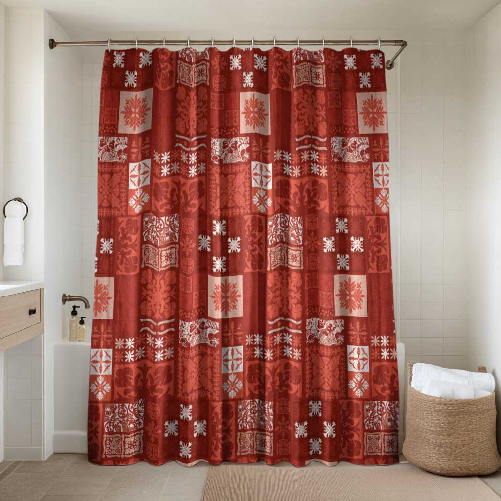 Vintage Hawaiian Quilting Patterns Bathroom Set Red Style Tribal Fabric Patchwork - Polynesian Pride