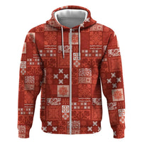 Vintage Hawaiian Quilting Patterns Hoodie Red Style Tribal Fabric Patchwork - Polynesian Pride