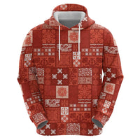 Vintage Hawaiian Quilting Patterns Hoodie Red Style Tribal Fabric Patchwork - Polynesian Pride