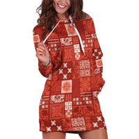 Vintage Hawaiian Quilting Patterns Hoodie Dress Red Style Tribal Fabric Patchwork LT9 Red - Polynesian Pride
