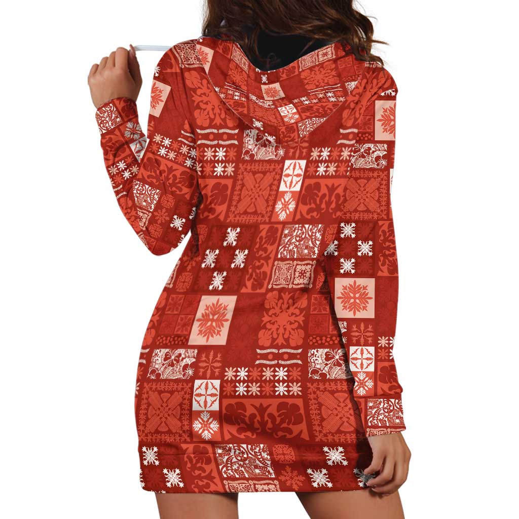 Vintage Hawaiian Quilting Patterns Hoodie Dress Red Style Tribal Fabric Patchwork LT9 - Polynesian Pride