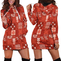 Vintage Hawaiian Quilting Patterns Hoodie Dress Red Style Tribal Fabric Patchwork LT9 - Polynesian Pride