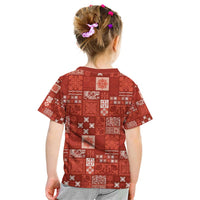 Vintage Hawaiian Quilting Patterns Kid T Shirt Red Style Tribal Fabric Patchwork - Polynesian Pride