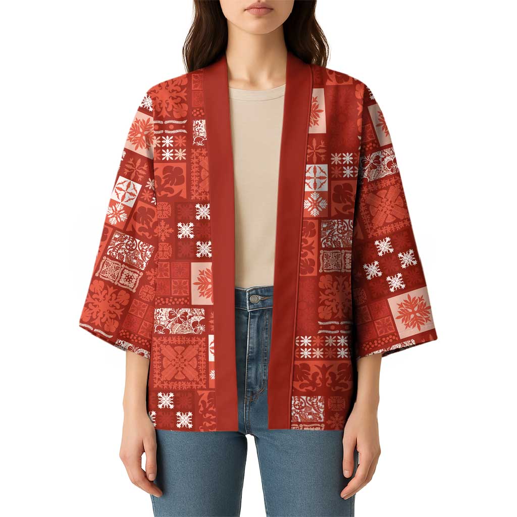 Vintage Hawaiian Quilting Patterns Kimono Red Style Tribal Fabric Patchwork - Polynesian Pride