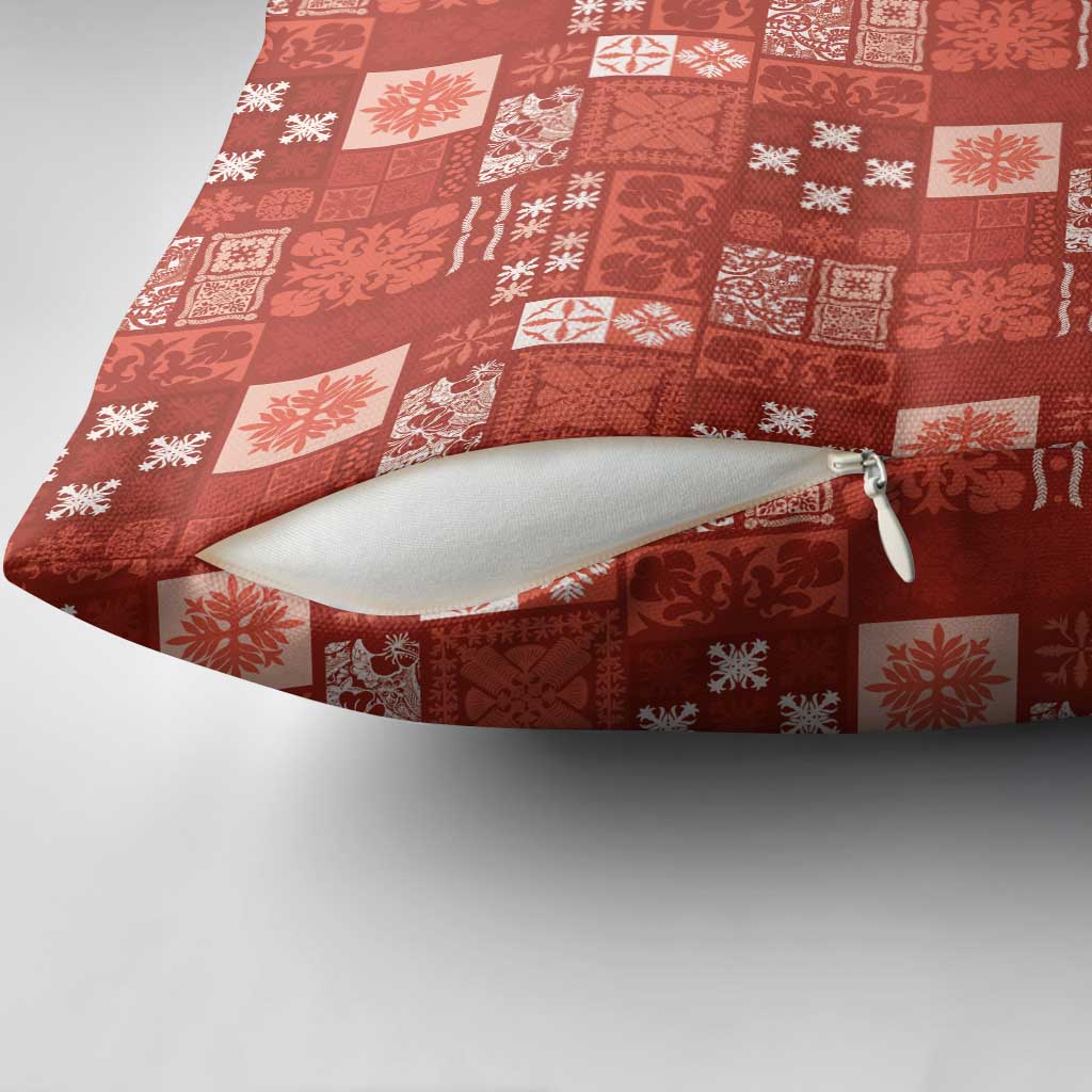 Vintage Hawaiian Quilting Patterns Pillow Cover Red Style Tribal Fabric Patchwork - Polynesian Pride