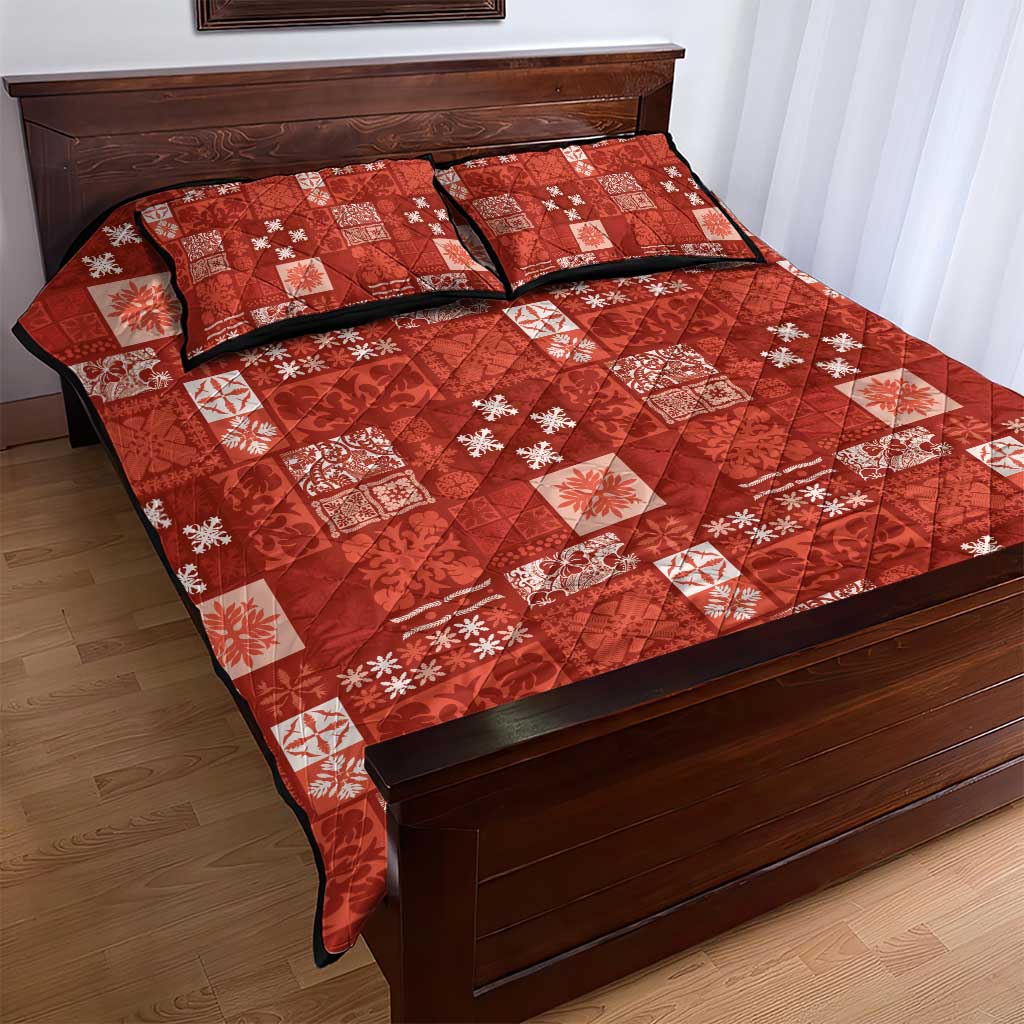 Vintage Hawaiian Quilting Patterns Quilt Bed Set Red Style Tribal Fabric Patchwork - Polynesian Pride