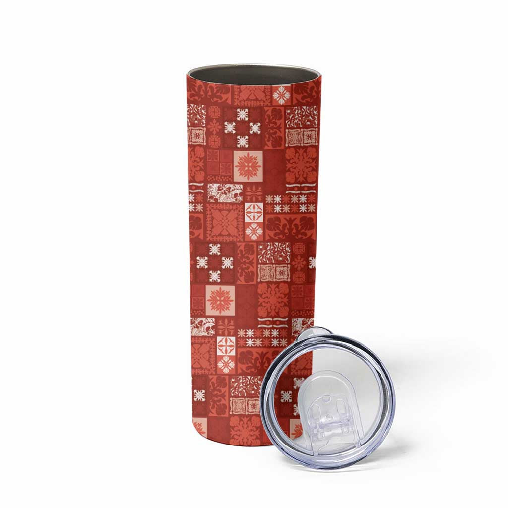 Vintage Hawaiian Quilting Patterns Skinny Tumbler Red Style Tribal Fabric Patchwork - Polynesian Pride