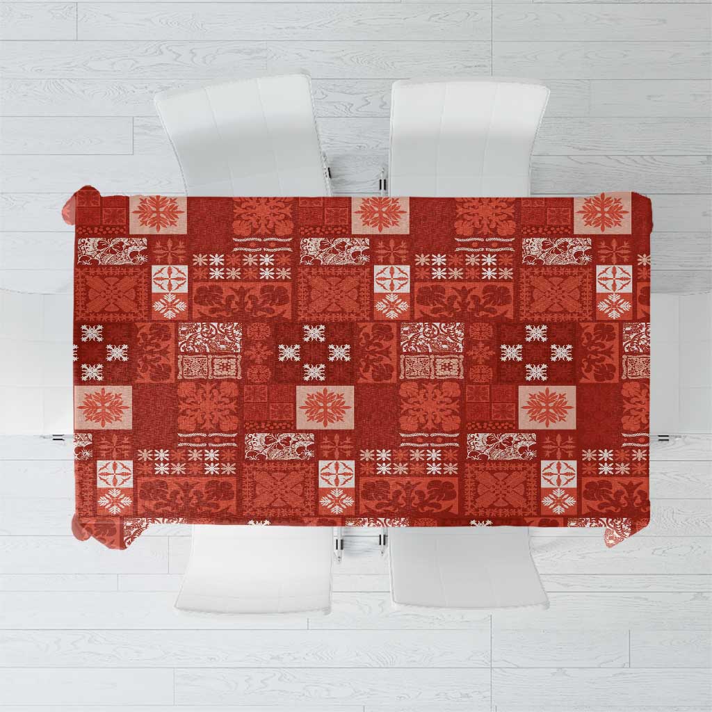Vintage Hawaiian Quilting Patterns Tablecloth Red Style Tribal Fabric Patchwork - Polynesian Pride