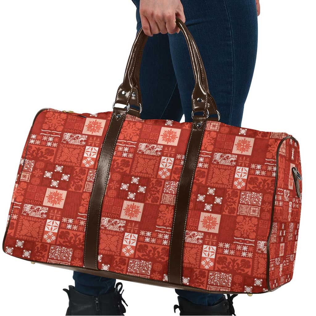 Vintage Hawaiian Quilting Patterns Travel Bag Red Style Tribal Fabric Patchwork - Polynesian Pride