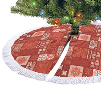 Vintage Hawaiian Quilting Patterns Tree Skirt Red Style Tribal Fabric Patchwork - Polynesian Pride