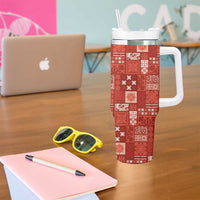 Vintage Hawaiian Quilting Patterns Tumbler With Handle Red Style Tribal Fabric Patchwork - Polynesian Pride