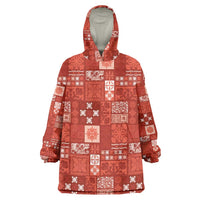 Vintage Hawaiian Quilting Patterns Wearable Blanket Hoodie Red Style Tribal Fabric Patchwork - Polynesian Pride