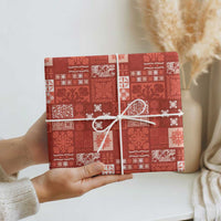 Vintage Hawaiian Quilting Patterns Wrapping Paper Red Style Tribal Fabric Patchwork - Polynesian Pride