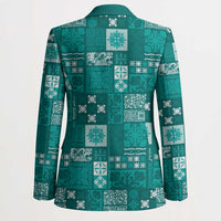 Vintage Hawaiian Quilting Patterns Blazer Turquoise Style Tribal Fabric Patchwork - Polynesian Pride