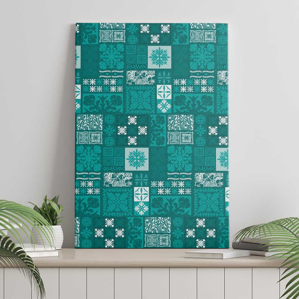 Vintage Hawaiian Quilting Patterns Canvas Wall Art Turquoise Style Tribal Fabric Patchwork - Polynesian Pride