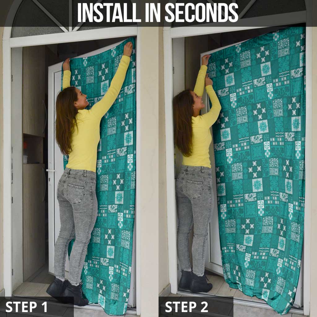 Vintage Hawaiian Quilting Patterns Door Cover Turquoise Style Tribal Fabric Patchwork - Polynesian Pride