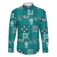 Vintage Hawaiian Quilting Patterns Family Matching Mermaid Dress and Hawaiian Shirt Turquoise Style Tribal Fabric Patchwork - Polynesian Pride